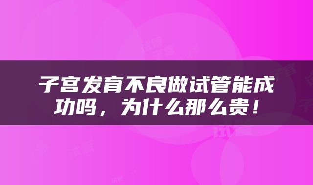 子宫发育不良做试管能成功吗，为什么那么贵！