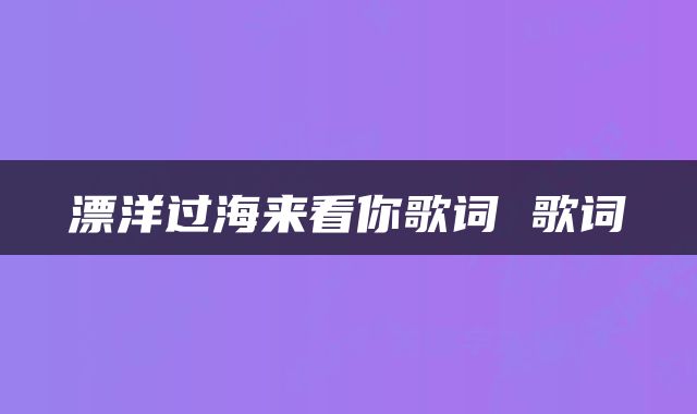 漂洋过海来看你歌词 歌词