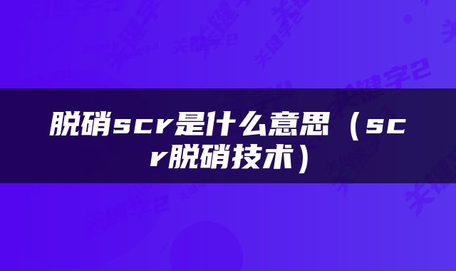 脱硝scr是什么意思（scr脱硝技术）