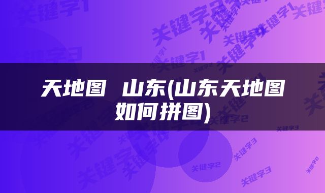 天地图 山东(山东天地图如何拼图)