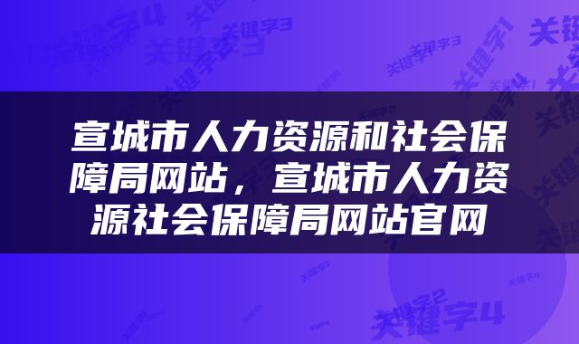 宣城市人力资源和社会保障局网站，宣城市人力资源社会保障局网站官网