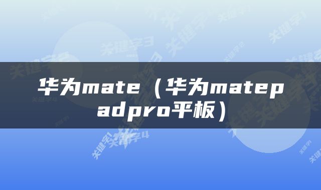 华为mate（华为matepadpro平板）