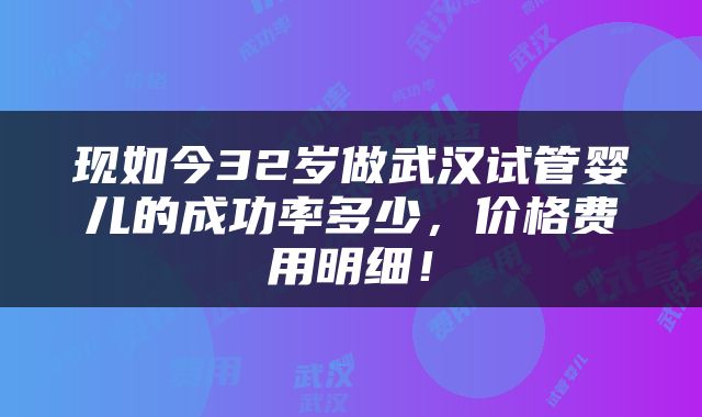 现如今32岁做武汉试管婴儿的成功率多少，价格费用明细！