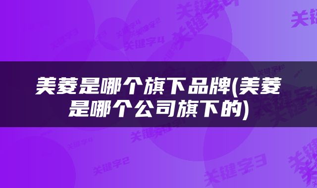 美菱是哪个旗下品牌(美菱是哪个公司旗下的)