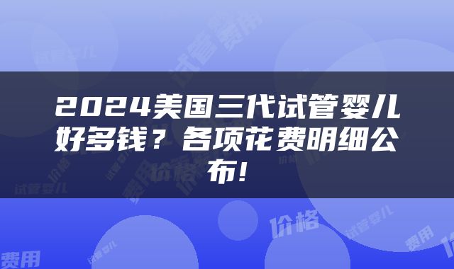 2024美国三代试管婴儿好多钱？各项花费明细公布!