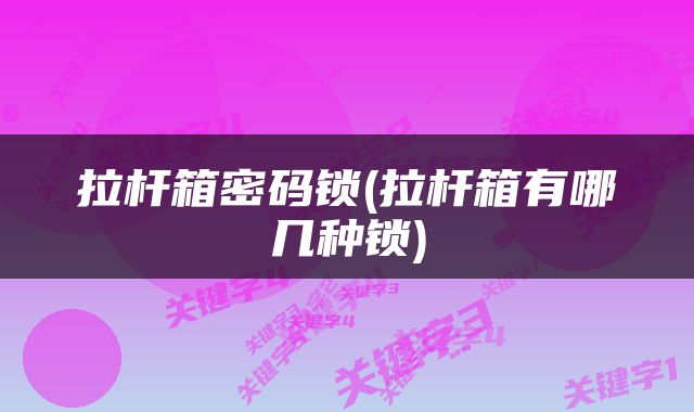拉杆箱密码锁(拉杆箱有哪几种锁)