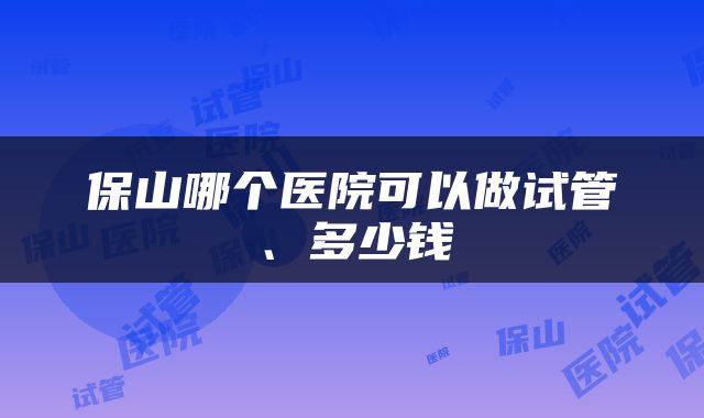 保山哪个医院可以做试管、多少钱