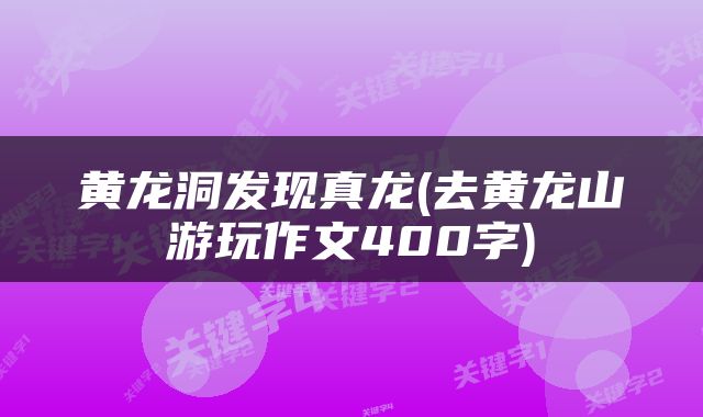 黄龙洞发现真龙(去黄龙山游玩作文400字)