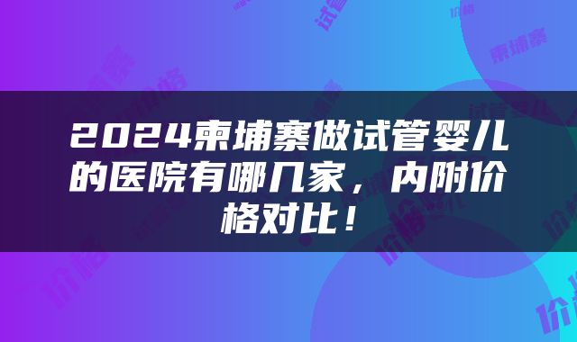 2024柬埔寨做试管婴儿的医院有哪几家，内附价格对比！