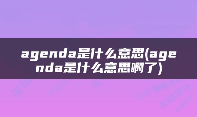 agenda是什么意思(agenda是什么意思啊了)
