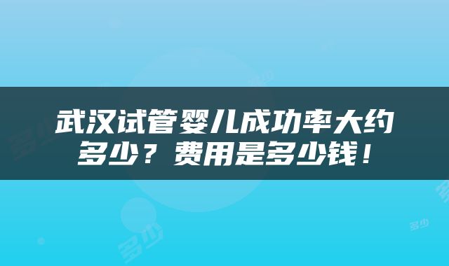 武汉试管婴儿成功率大约多少？费用是多少钱！
