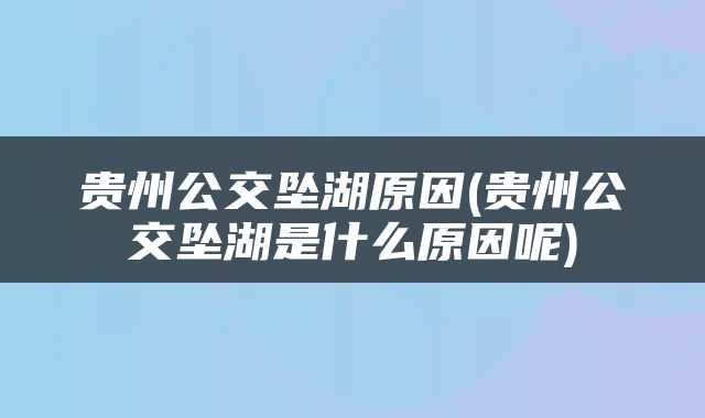 贵州公交坠湖原因(贵州公交坠湖是什么原因呢)