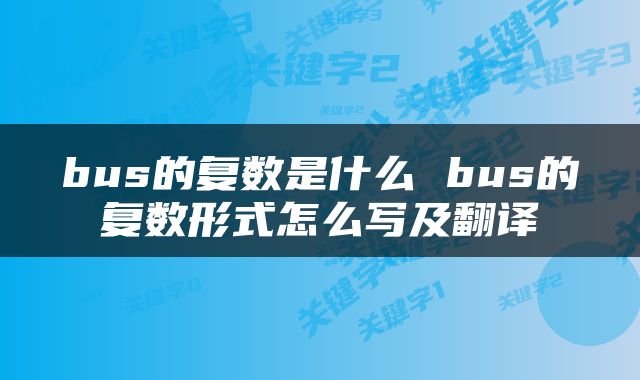 bus的复数是什么 bus的复数形式怎么写及翻译