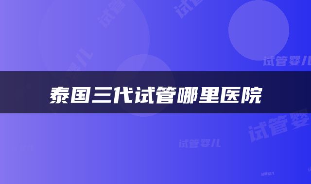 泰国三代试管哪里医院
