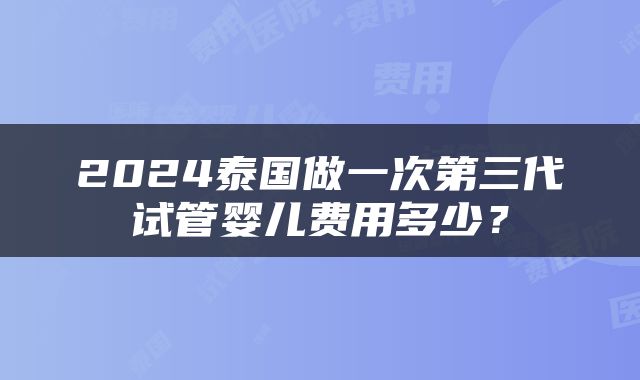 2024泰国做一次第三代试管婴儿费用多少？