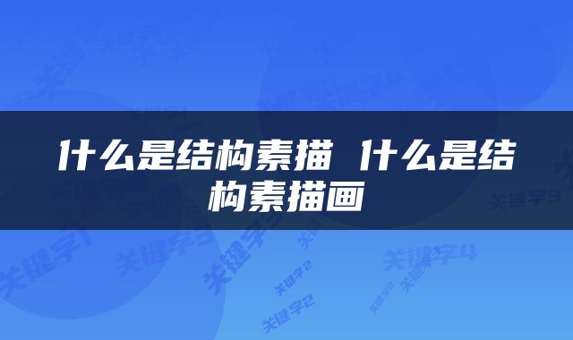 什么是结构素描 什么是结构素描画