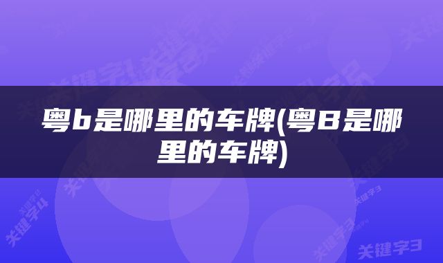 粤b是哪里的车牌(粤B是哪里的车牌)
