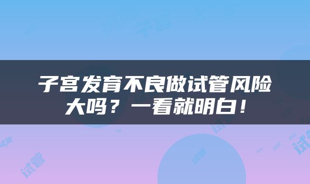 子宫发育不良做试管风险大吗？一看就明白！