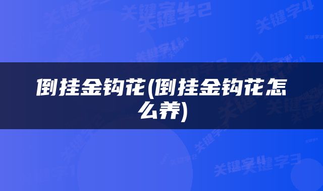 倒挂金钩花(倒挂金钩花怎么养)