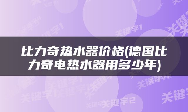 比力奇热水器价格(德国比力奇电热水器用多少年)