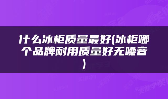 什么冰柜质量最好(冰柜哪个品牌耐用质量好无噪音)