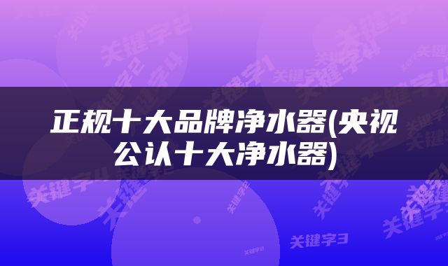 正规十大品牌净水器(央视公认十大净水器)