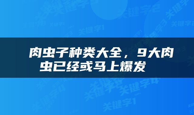  肉虫子种类大全，9大肉虫已经或马上爆发 