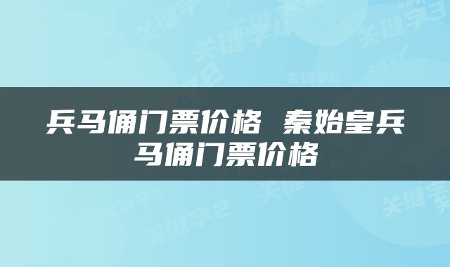 兵马俑门票价格 秦始皇兵马俑门票价格