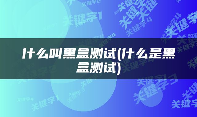什么叫黑盒测试(什么是黑盒测试)