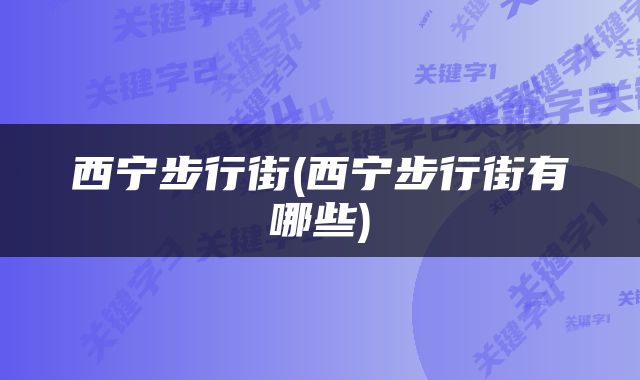 西宁步行街(西宁步行街有哪些)