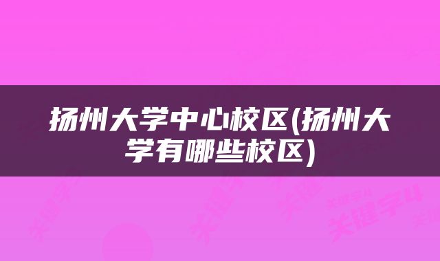 扬州大学中心校区(扬州大学有哪些校区)