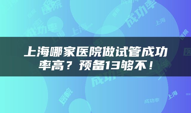 上海哪家医院做试管成功率高？预备13够不！