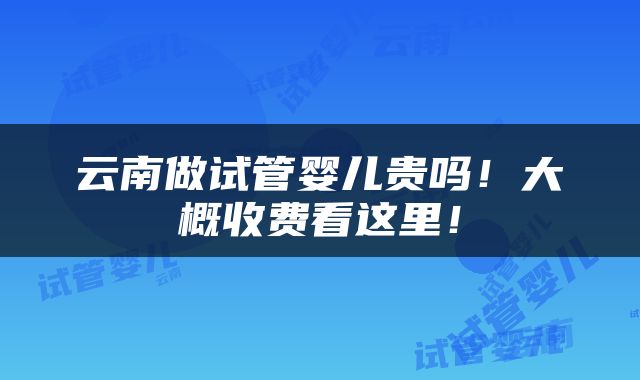 云南做试管婴儿贵吗！大概收费看这里！