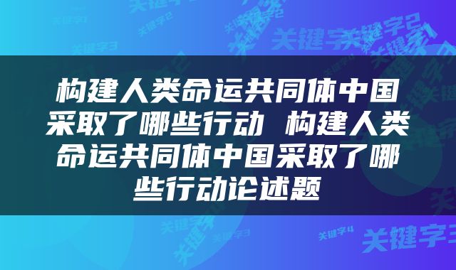 构建人类命运共同体中国采取了哪些行动 构建人类命运共同体中国采取了哪些行动论述题