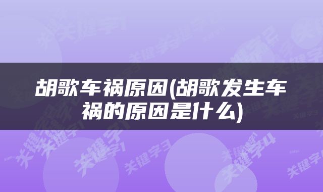 胡歌车祸原因(胡歌发生车祸的原因是什么)