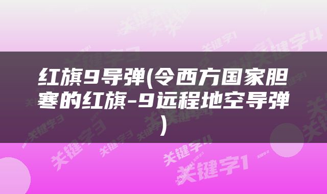 红旗9导弹(令西方国家胆寒的红旗-9远程地空导弹)