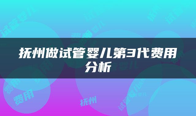 抚州做试管婴儿第3代费用分析