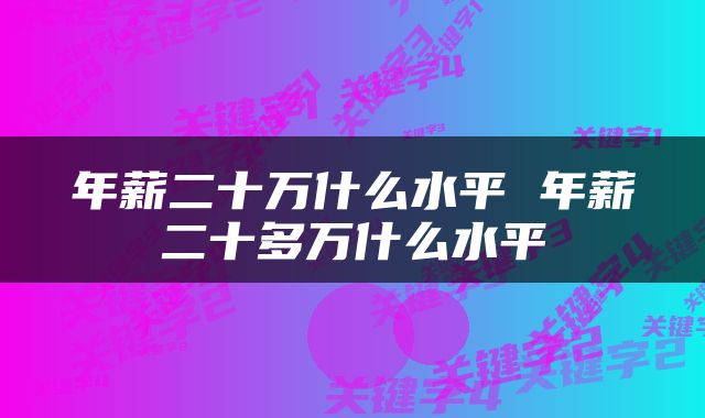 年薪二十万什么水平 年薪二十多万什么水平