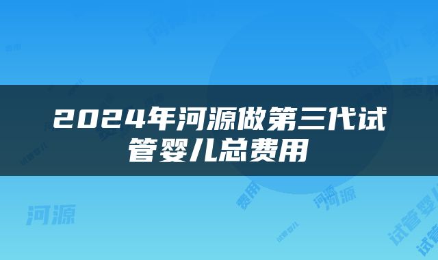 2024年河源做第三代试管婴儿总费用