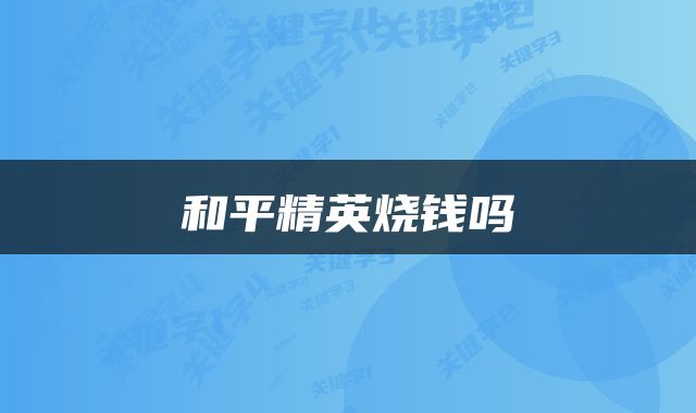 和平精英烧钱吗