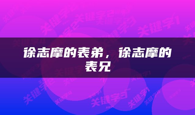 徐志摩的表弟，徐志摩的表兄
