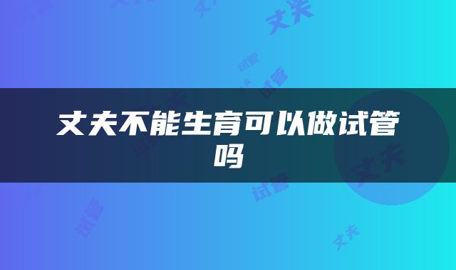 丈夫不能生育可以做试管吗
