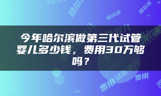 今年哈尔滨做第三代试管婴儿多少钱，费用30万够吗？