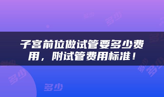 子宫前位做试管要多少费用，附试管费用标准！