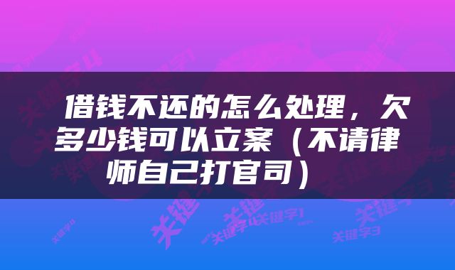  借钱不还的怎么处理，欠多少钱可以立案（不请律师自己打官司） 