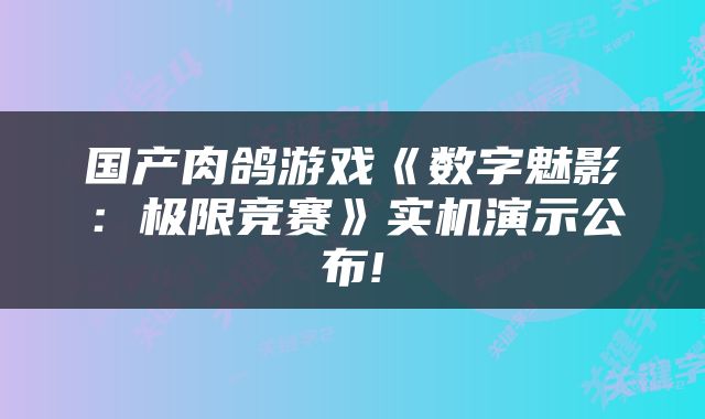 国产肉鸽游戏《数字魅影：极限竞赛》实机演示公布!