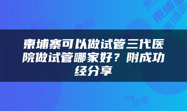 柬埔寨可以做试管三代医院做试管哪家好？附成功经分享