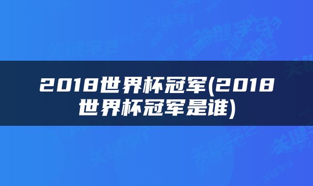 2018世界杯冠军(2018世界杯冠军是谁)