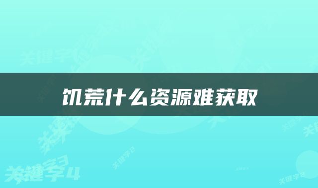 饥荒什么资源难获取