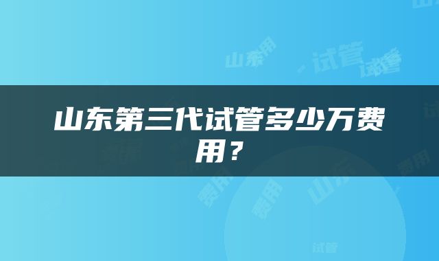 山东第三代试管多少万费用？